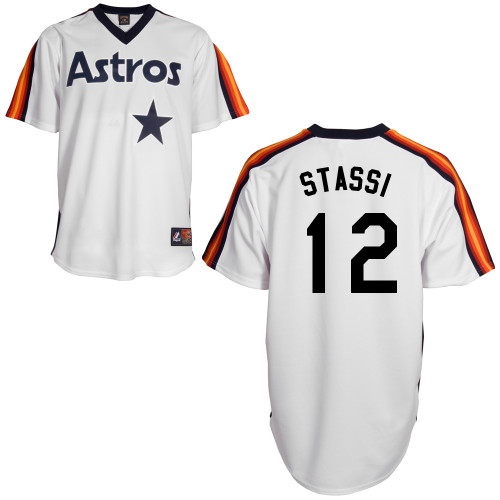 Max Stassi #12 Youth Baseball Jersey-Houston Astros Authentic Home Alumni Association MLB Jersey